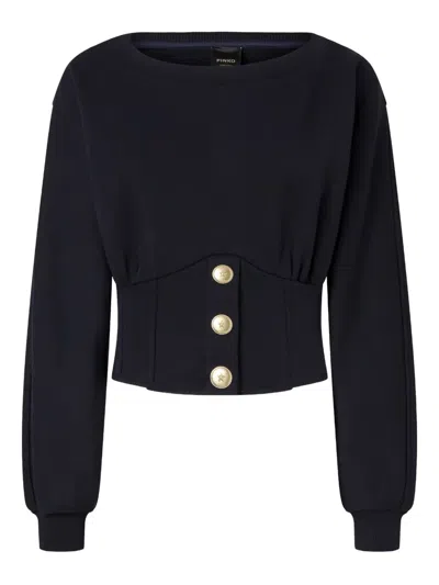Pinko Button-detailed Fitted Sweatshirt In Blue
