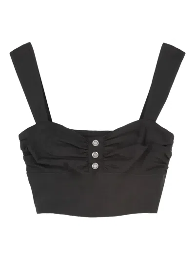 Pinko Journey Cropped Button Detail Top In Black