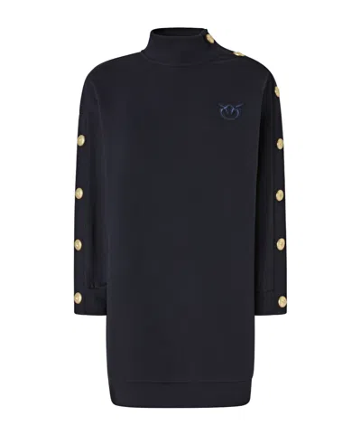 Pinko Button-detailed High-neck Mini Dress In Animal Print