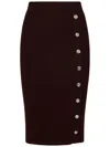Pinko Brown Ribbed Wool Midi Refrigerazione Skirt With Buttons In Marrone