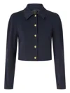 Pinko Short Full Milano-knit Technical Fabric Jacket In Black