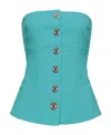 Pinko Button-fastening Off-shoulder Top In Blue