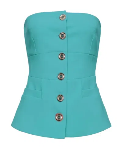 Pinko Button-fastening Off-shoulder Top In Blue