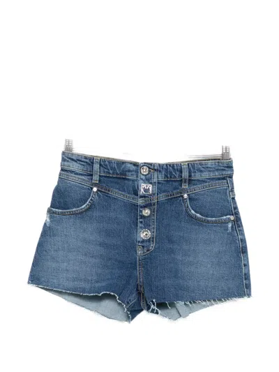Pinko Button Frayed Shorts In Blue