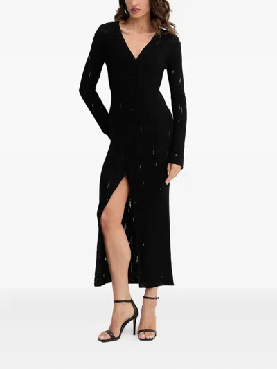 Pinko Button-front Knit Maxi Dress In Black