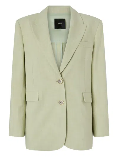 Flap Pocket Button Fastening Long Sleeve Jacket With Peaked Lapels In Green from Pinko