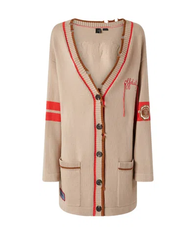 Pinko Button Knitted Cardigan In Nude