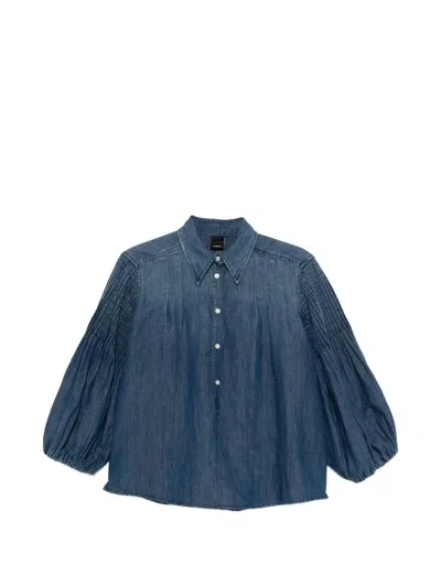 Pinko Button Pleated Blouse In Blue