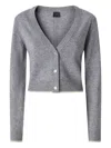 Pinko Button Ribbed Cardigan In Gray