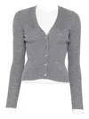 Pinko Button Ribbed Cardigan In Gray