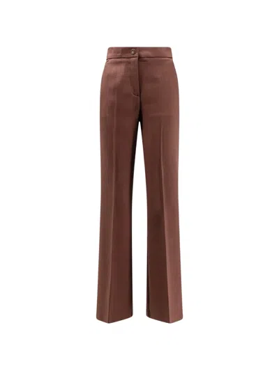 Pinko Serenidad Tailored Trousers Front Crease Buttons Belt In Brown