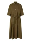 Pinko Button-up Belted Midi Dress In Green