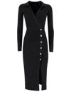 Pinko Button-up Midi Dress In Black