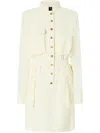 Pinko Button-up Midi Dress With Drawstring Waist In White