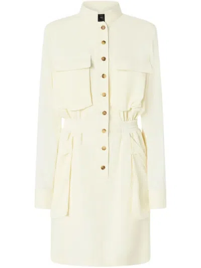 Pinko Button-up Midi Dress With Drawstring Waist In White