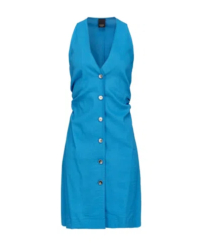 Pinko Button-up Minidress In Blue