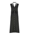 Pinko Button-up Runch Detailed Midi Dress In Black