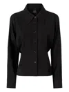 Pinko Habotai And Cotton Shirt With Belt In Black