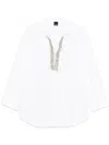 Pinko Button-up White Shirt With Intricate Embellishments In White
