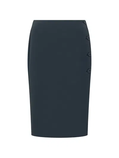 Pinko Button-detail Midi Skirt In Blue