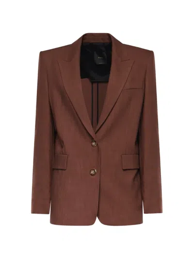 Pinko Buttoned Blazer In Brown