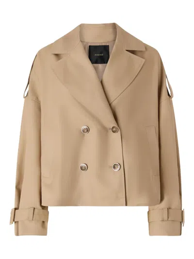Pinko Buttoned Cropped Jacket In Neutral