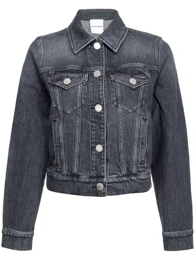 Pinko Buttoned Denim Jacket In Black