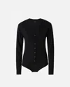 Pinko Buttoned Fine Wool Body With V-neck In Limo Black