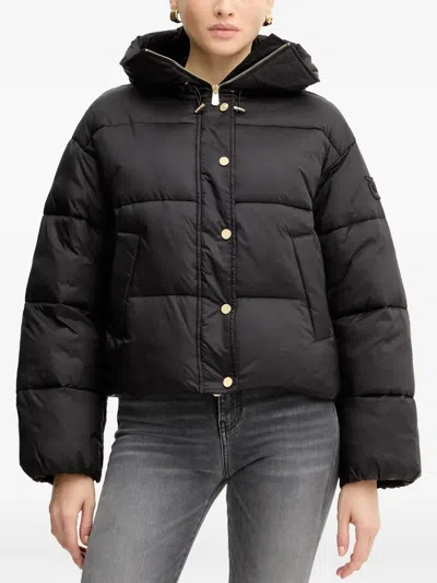 Pinko Buttoned Hooded Jacket In Black