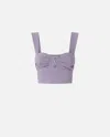 Pinko Ruched-detail Cropped Top In Purple, Chalk