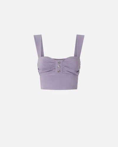 PINKO BUTTONED LINEN CROP TOP