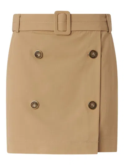 Pinko Buttoned Mini Skirt With Belt In Beige