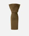 Pinko Cap-sleeve Dress In Olive Militaire