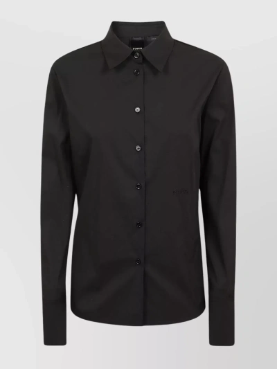 Pinko Buttoned Stretch Poplin Shirt In Black