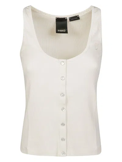 Pinko Embroidered-logo Ribbed Tank Top In White