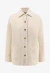 Pinko Textured White Jacket With Boxy Silhouette In Neutral