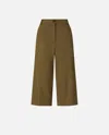 Pinko Buttoned Wide-leg Linen Bermuda Shorts In Olive Militaire