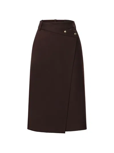 Pinko Button-embellished Wrap Skirt In Brown