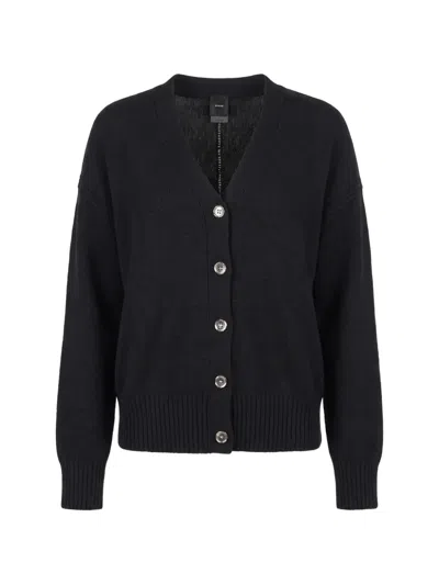 Pinko Button-fastening Knitted Cardigan In Black