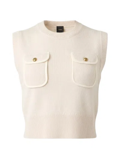 Pinko Button-pocket Vest In Neutral