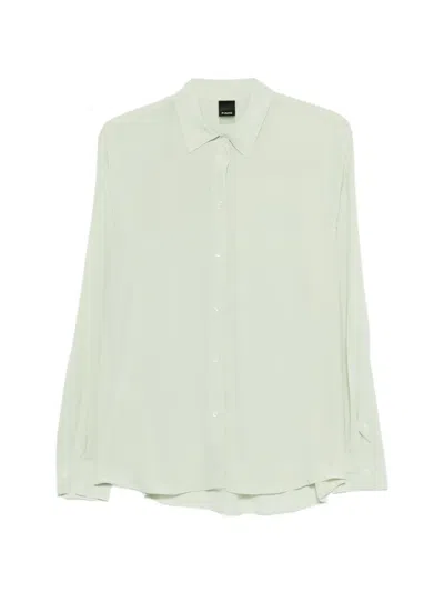 Pinko Button-up Silk Shirt In Green