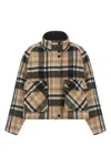 Pinko Double-layered Check-pattern High-neck Coat In Multi