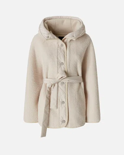Pinko Short Teddy-effect Pea Coat In Neutral