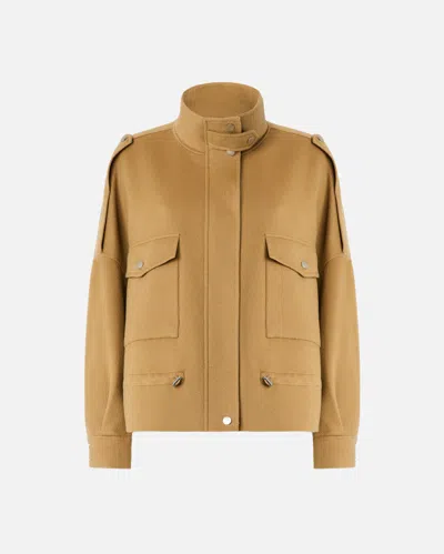 Pinko Double Cloth Pea Coat With High Collar In Multi