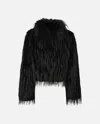 Pinko High-neck Faux-fur Jacket In Black