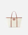 Pinko Medium Shopper Bag In Recycled Canvas With Two Handles