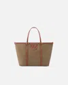 Pinko Medium Shopper Bag In Recycled Canvas With Two Handles