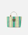 Pinko Medium Shopper Bag In Striped Canvas