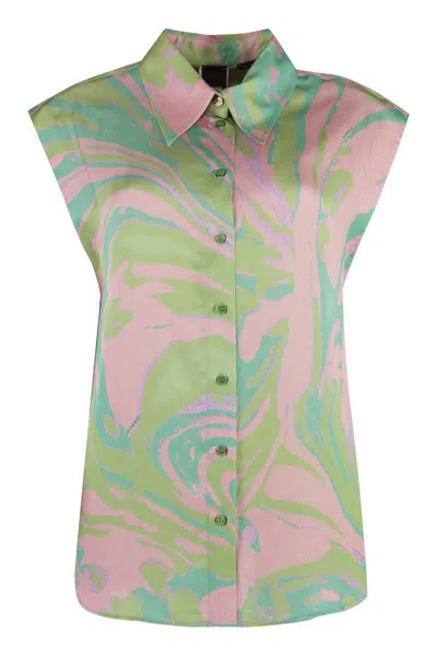 Pinko Swirl-print Sleeveless Shirt In Green