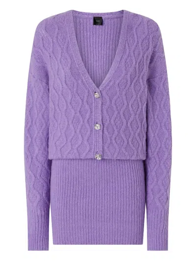 Pinko Cable-knit Button Dress In Purple